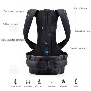INN® Redresse dos maintien dos homme femme correcteur posture fort réglable corset ceinture d'épaule magnétique corset attelle M26-3